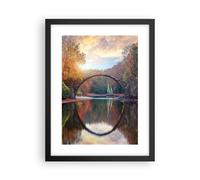 Poster 30x40cm Giardino rododendri ponte Stampe Immagini Quadri Moderni Murale