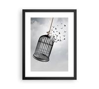 Poster 30x40cm Libertà gabbia uccelli Stampe Immagini Quadri Moderni Murale