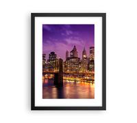 Poster 30x40cm New York notte ponte di Brooklyn Stampe Immagini Quadri Murale