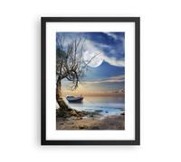 Poster 30x40cm notte luna barca Stampe Immagini Quadri Moderni Murale