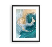 Poster 30x40cm Sfondo dorato turchese Stampe Immagini Quadri Moderni Murale