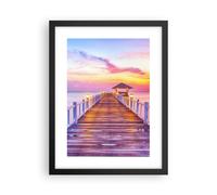 Poster 30x40cm Tramonto acqua ponte orizzonte Stampe Immagini Quadri Murale