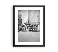 Poster 30x40cm Vecchio Moto In Bianco E Nero Stampe Immagini Quadri Murale