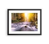 Poster 40x30cm Autunno foresta montagna fiume Stampe Immagini Quadri Moderni