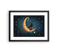 Poster 40x30cm Bambini ragazza luna Stampe Immagini Quadri Moderni Murale
