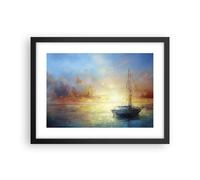Poster 40x30cm Barca a vela Ovest Il Sole Stampe Immagini Quadri Moderni Murale