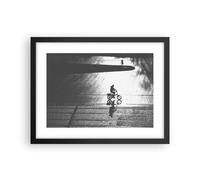 Poster 40x30cm Bianco e nero ciclista solitudine Stampe Immagini Quadri Moderni
