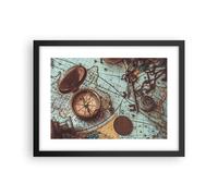 Poster 40x30cm Bussola Vintage Mappa Stampe Immagini Quadri Moderni Murale