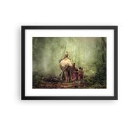 Poster 40x30cm elefante giungla nebbia Stampe Immagini Quadri Moderni Murale