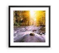Poster 40x40cm Autunno foresta montagna fiume Stampe Immagini Quadri Moderni