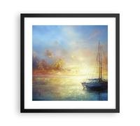Poster 40x40cm Barca a vela Ovest Il Sole Stampe Immagini Quadri Moderni Murale