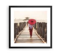 Poster 40x40cm Birmania ombrellone ponte Stampe Immagini Quadri Moderni Murale