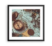 Poster 40x40cm Bussola Vintage Mappa Stampe Immagini Quadri Moderni Murale