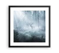 Poster 40x40cm Cervi foresta alba Stampe Immagini Quadri Moderni Murale