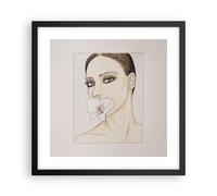 Poster 40x40cm Donna Silenzio Fiore Stampe Immagini Quadri Moderni Murale