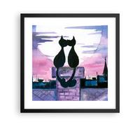 Poster 40x40cm Gatti Tetto Amore animale Stampe Immagini Quadri Moderni Murale