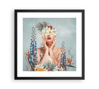 Poster 40x40cm Surreale Donna Fiori Stampe Immagini Quadri Moderni Murale