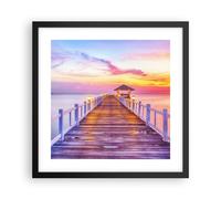 Poster 40x40cm Tramonto acqua ponte orizzonte Stampe Immagini Quadri Moderni