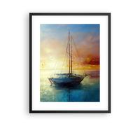 Poster 40x50cm Barca a vela Ovest Il Sole Stampe Immagini Quadri Moderni Murale