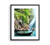 Poster 40x50cm Barca scogliere natura rocce Stampe Immagini Quadri Murale