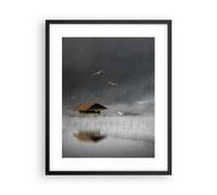 Poster 40x50cm Capanna nebbia palude Stampe Immagini Quadri Moderni Murale