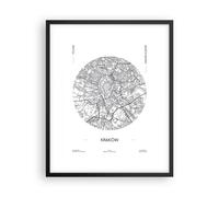 Poster 40x50cm Carta Geografica Cracovia Polonia Stampe Immagini Quadri Murale