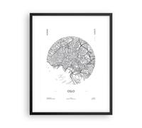 Poster 40x50cm Carta Geografica Oslo Norvegia Stampe Immagini Quadri Murale