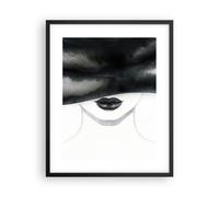 Poster 40x50cm Donna Cappello In Bianco E Nero Stampe Immagini Quadri Murale