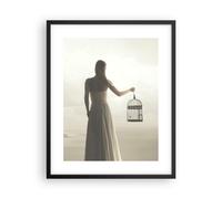 Poster 40x50cm Donna Gabbia Uccello Stampe Immagini Quadri Moderni Murale
