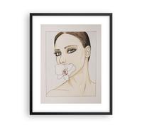 Poster 40x50cm Donna Silenzio Fiore Stampe Immagini Quadri Moderni Murale