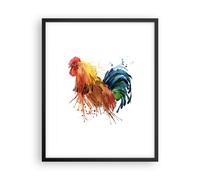 Poster 40x50cm Gallo Illustrazione Animale Colore Stampe Immagini Quadri Murale