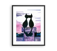 Poster 40x50cm Gatti Tetto Amore animale Stampe Immagini Quadri Moderni Murale