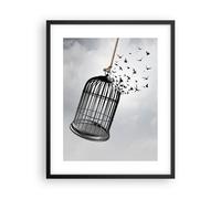 Poster 40x50cm Libertà gabbia uccelli Stampe Immagini Quadri Moderni Murale