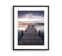 Poster 40x50cm Ponte pedonale Lago Tramonto sera Stampe Immagini Quadri Murale