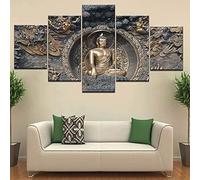 poster 5 pezzi Buddha Statua Astratto 5 Pezzi di Tela,5 Pannelli Wall Art Poster,Moderno Canvas,5 Parti,5 Pannelli Quadro su Tela,Quadri Moderni Stampa di Immagini Decorazioni casa 150x80cm