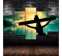 poster 5 pezzi Croce Di Gesù Cristo Luce 5 Pezzi di Tela,5 Pannelli Wall Art Poster,Moderno Canvas,5 Parti,5 Pannelli Quadro su Tela,Quadri Moderni Stampa di Immagini Decorazioni casa 150x80cm