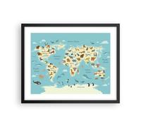 Poster 50x40cm Animali il mondo mappa Stampe Immagini Quadri Moderni Murale