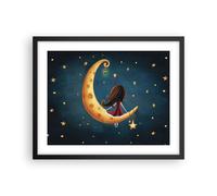 Poster 50x40cm Bambini ragazza luna Stampe Immagini Quadri Moderni Murale