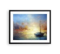Poster 50x40cm Barca a vela Ovest Il Sole Stampe Immagini Quadri Moderni Murale