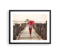Poster 50x40cm Birmania ombrellone ponte Stampe Immagini Quadri Moderni Murale