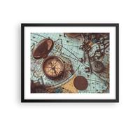 Poster 50x40cm Bussola Vintage Mappa Stampe Immagini Quadri Moderni Murale