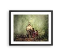 Poster 50x40cm elefante giungla nebbia Stampe Immagini Quadri Moderni Murale