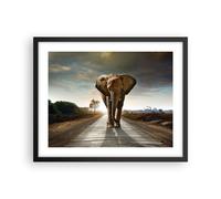 Poster 50x40cm Elefante Strada Campagna Stampe Immagini Quadri Moderni Murale
