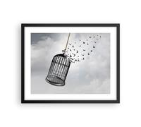 Poster 50x40cm Libertà gabbia uccelli Stampe Immagini Quadri Moderni Murale