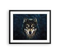 Poster 50x40cm Lupo Oscurità Grafica Stampe Immagini Quadri Moderni Murale