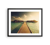 Poster 50x40cm Maldive Cottage Acqua Stampe Immagini Quadri Moderni Murale