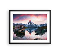 Poster 50x40cm montagne roccia acqua Stampe Immagini Quadri Moderni Murale