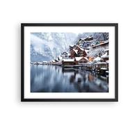 Poster 50x40cm Paesaggio Insediamento Di Montagna Inverno Stampe Quadri Moderni
