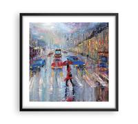 Poster 50x50cm Acrilico Città Pioggia Stampe Immagini Quadri Moderni Murale