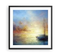 Poster 50x50cm Barca a vela Ovest Il Sole Stampe Immagini Quadri Moderni Murale